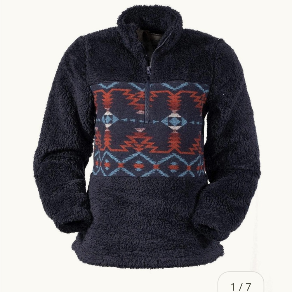 Navy Patterned Women's Crew Neck Sweater